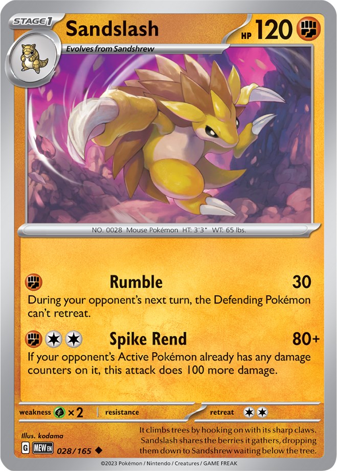 Sandslash (028/165) [Scarlet & Violet 151] | The Time Vault CA