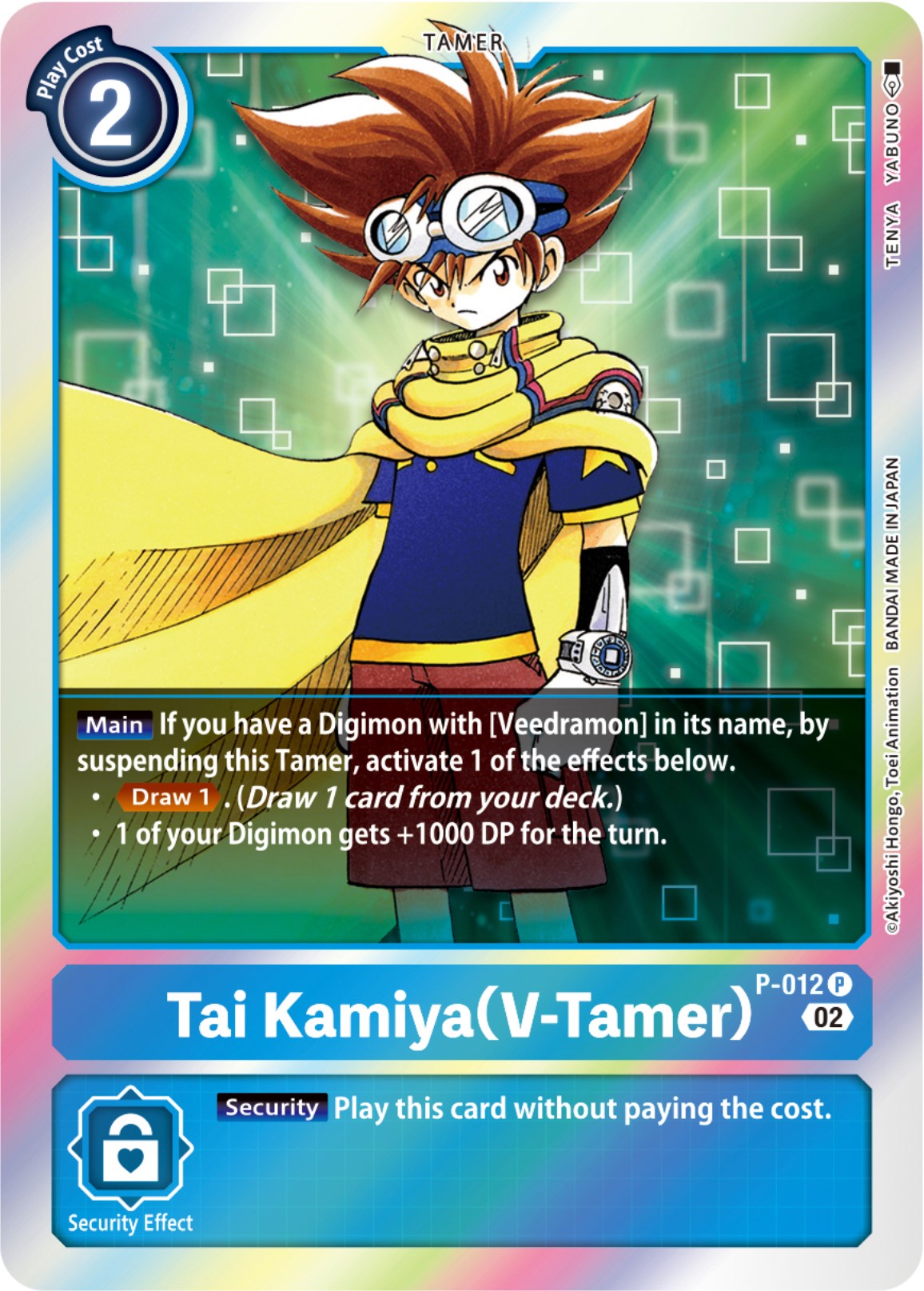 Tai Kamiya (V-Tamer) [P-012] (Resurgence Booster Reprint) [Resurgence Booster] | The Time Vault CA