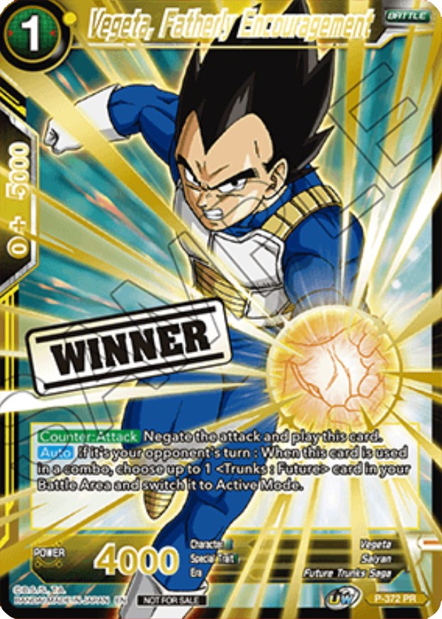Vegeta, Fatherly Encouragement (Store Championship Winner Card 2023) (P-372) [Tournament Promotion Cards] | The Time Vault CA
