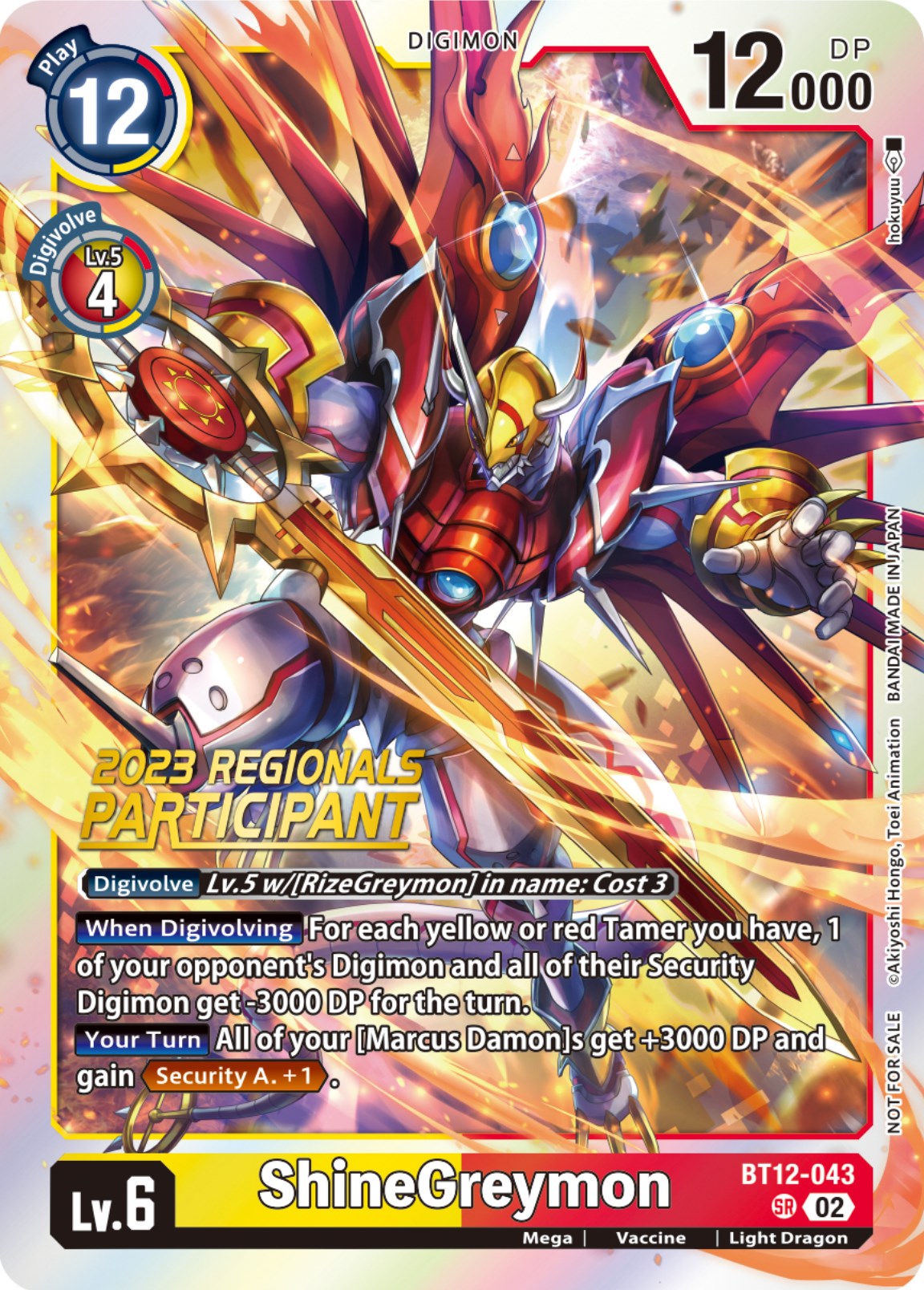 ShineGreymon [BT12-043] (2023 Regionals Participant) [Across Time] | The Time Vault CA