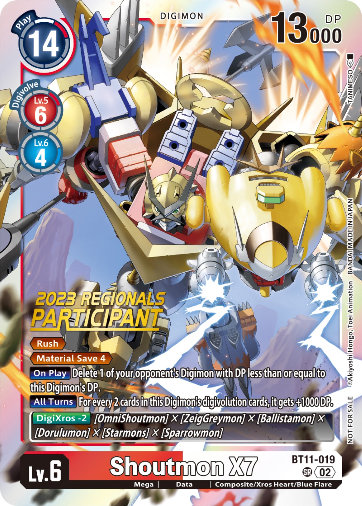 Shoutmon X7 [BT11-019] (2023 Regionals Participant) [Dimensional Phase] | The Time Vault CA