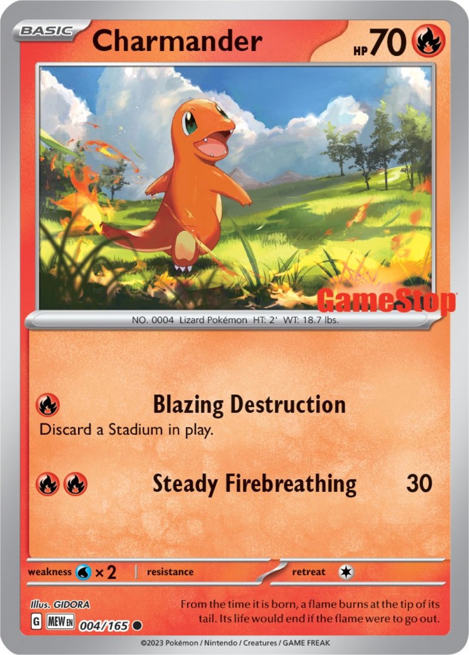 Charmander (004/165) (GameStop Exclusive) [Scarlet & Violet 151] | The Time Vault CA