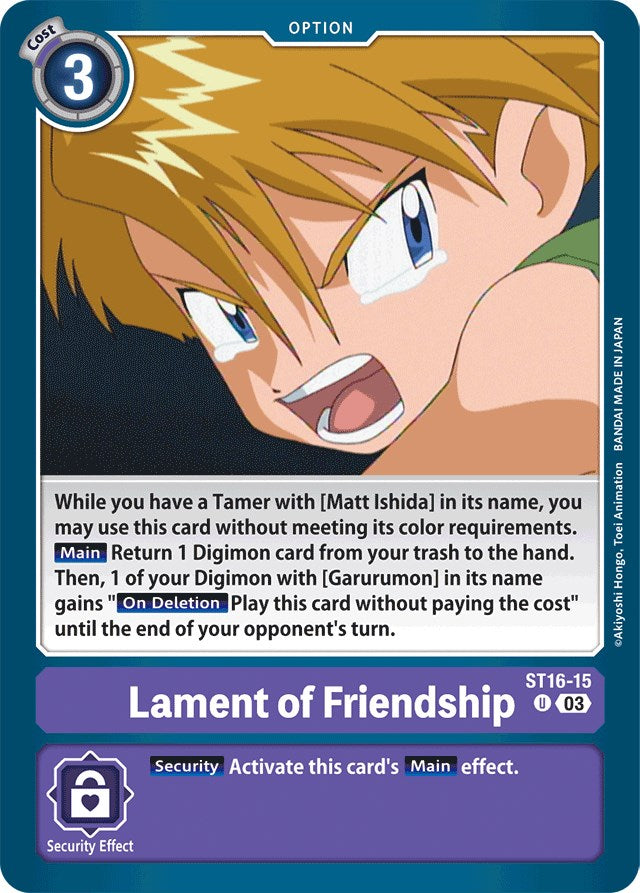 Lament of Friendship [ST16-15] [Starter Deck: Wolf of Friendship] | The Time Vault CA