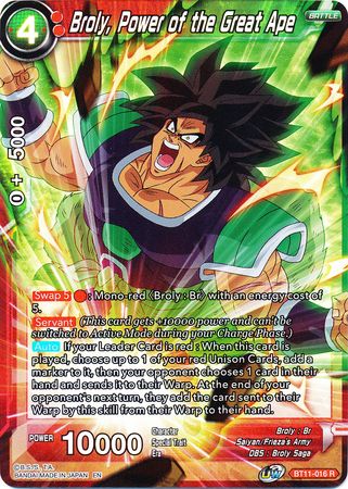 Broly, Power of the Great Ape (BT11-016) [Vermilion Bloodline 2nd Edition] | The Time Vault CA