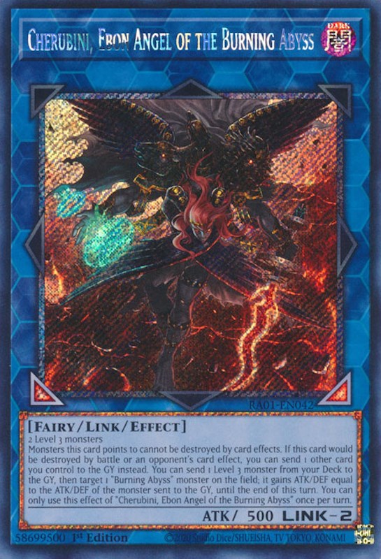 Cherubini, Ebon Angel of the Burning Abyss [RA01-EN042] Platinum Secret Rare | The Time Vault CA