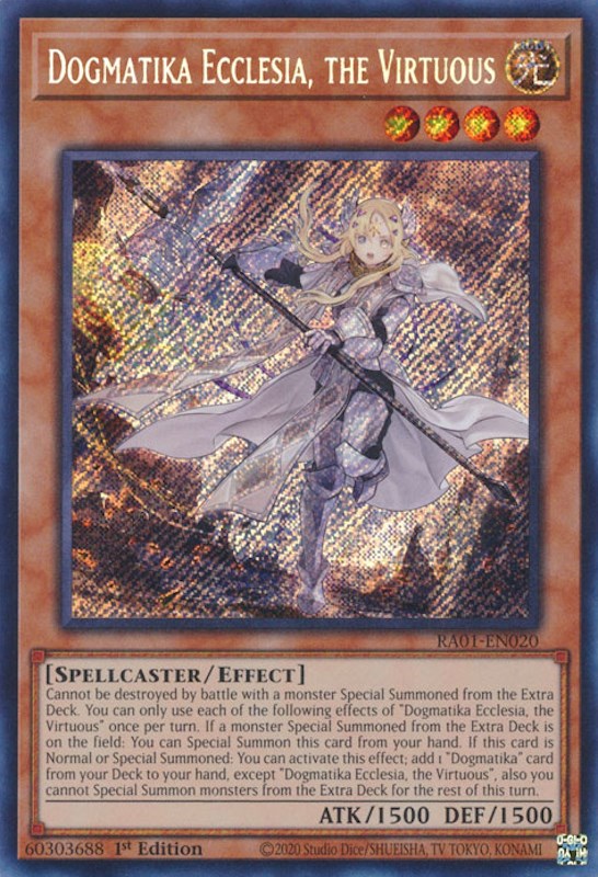 Dogmatika Ecclesia, the Virtuous [RA01-EN020] Secret Rare | The Time Vault CA