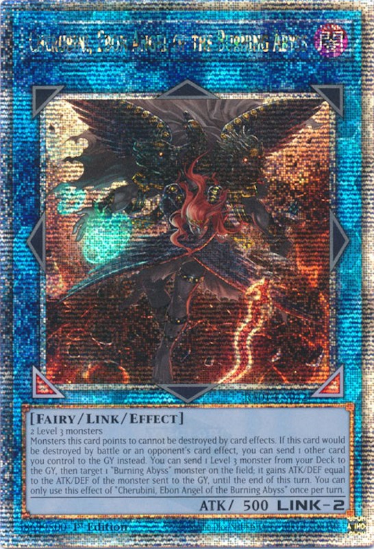 Cherubini, Ebon Angel of the Burning Abyss [RA01-EN042] Quarter Century Secret Rare | The Time Vault CA