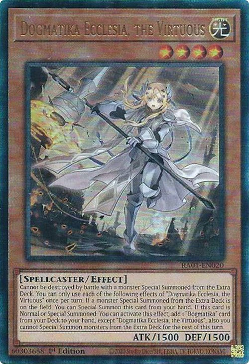 Dogmatika Ecclesia, the Virtuous [RA01-EN020] Prismatic Ultimate Rare | The Time Vault CA