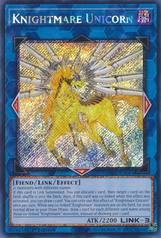 Knightmare Unicorn [RA01-EN043] Platinum Secret Rare | The Time Vault CA