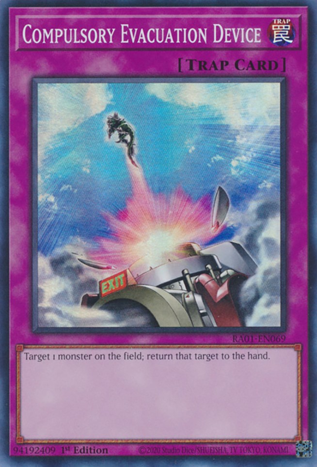 Compulsory Evacuation Device [RA01-EN069] Super Rare | The Time Vault CA