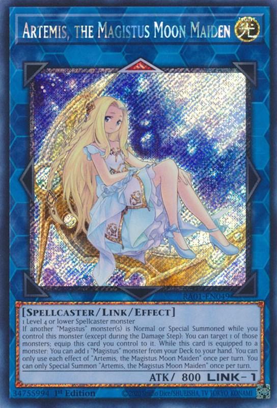 Artemis, the Magistus Moon Maiden [RA01-EN049] Platinum Secret Rare | The Time Vault CA