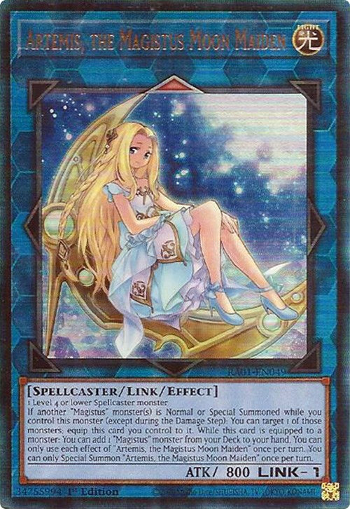 Artemis, the Magistus Moon Maiden [RA01-EN049] Prismatic Ultimate Rare | The Time Vault CA