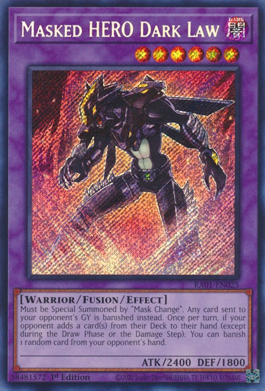 Masked HERO Dark Law [RA01-EN025] Secret Rare | The Time Vault CA