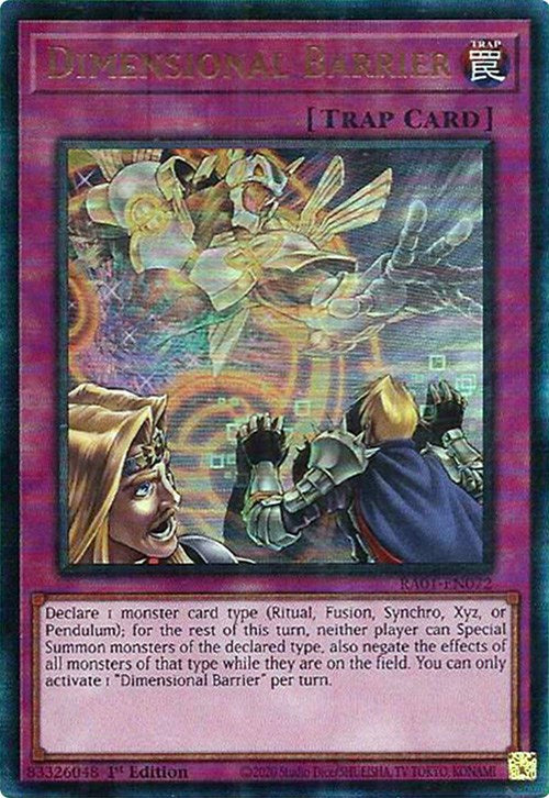 Dimensional Barrier [RA01-EN072] Prismatic Ultimate Rare | The Time Vault CA