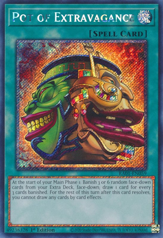 Pot of Extravagance [RA01-EN059] Platinum Secret Rare | The Time Vault CA