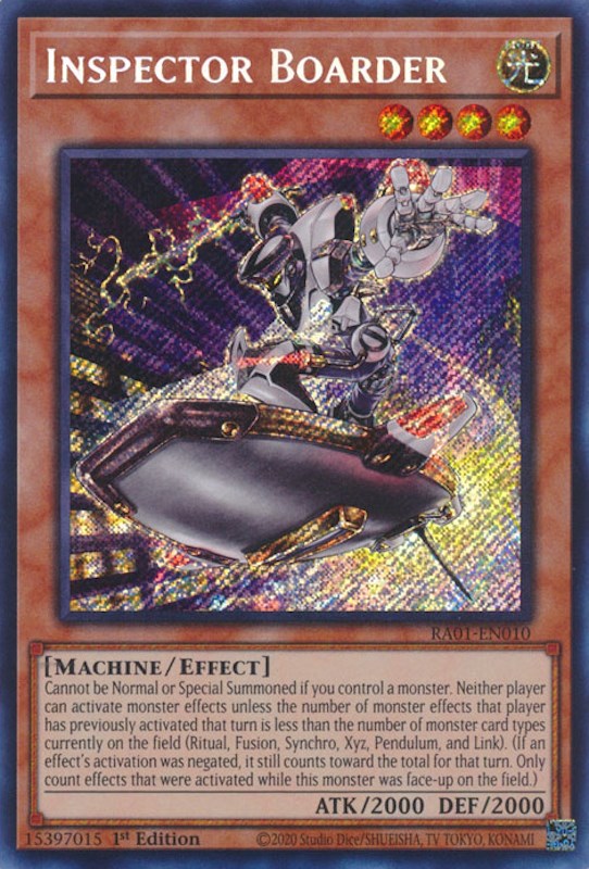 Inspector Boarder [RA01-EN010] Secret Rare | The Time Vault CA