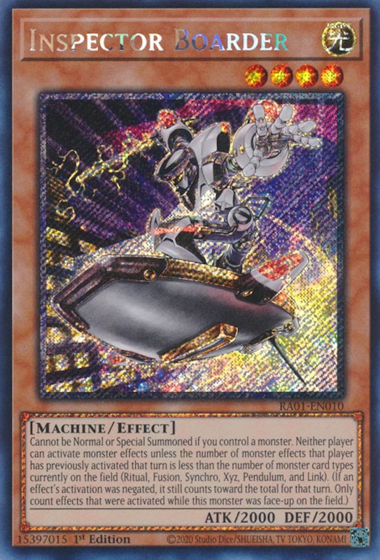 Inspector Boarder [RA01-EN010] Platinum Secret Rare | The Time Vault CA