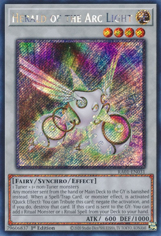 Herald of the Arc Light [RA01-EN031] Platinum Secret Rare | The Time Vault CA