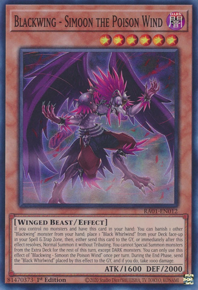 Blackwing - Simoon the Poison Wind [RA01-EN012] Super Rare | The Time Vault CA
