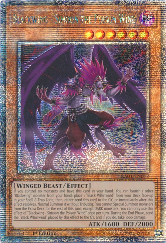 Blackwing - Simoon the Poison Wind [RA01-EN012] Quarter Century Secret Rare | The Time Vault CA