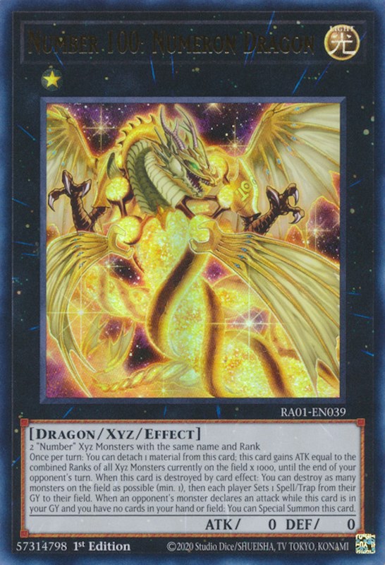 Number 100: Numeron Dragon [RA01-EN039] Ultra Rare | The Time Vault CA