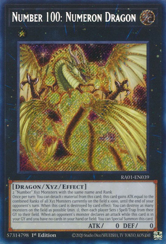 Number 100: Numeron Dragon [RA01-EN039] Secret Rare | The Time Vault CA