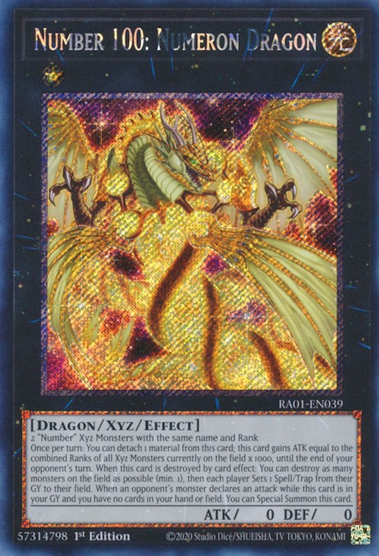 Number 100: Numeron Dragon [RA01-EN039] Platinum Secret Rare | The Time Vault CA