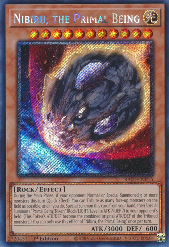 Nibiru, the Primal Being [RA01-EN015] Platinum Secret Rare | The Time Vault CA