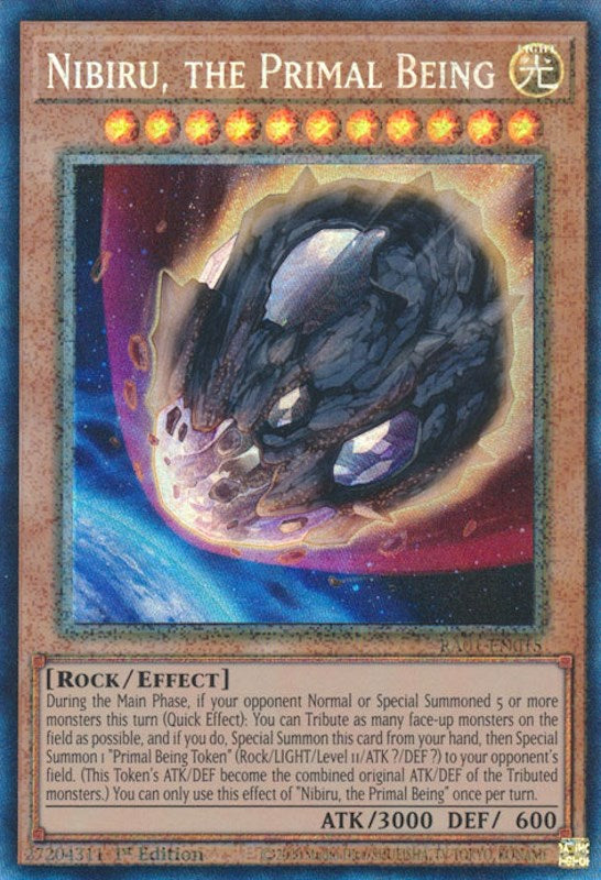 Nibiru, the Primal Being [RA01-EN015] Prismatic Collector's Rare | The Time Vault CA