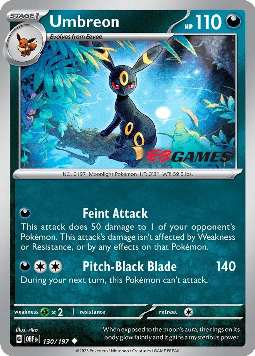 Umbreon (130/197) (EBGames Exclusive) [Scarlet & Violet: Obsidian Flames] | The Time Vault CA