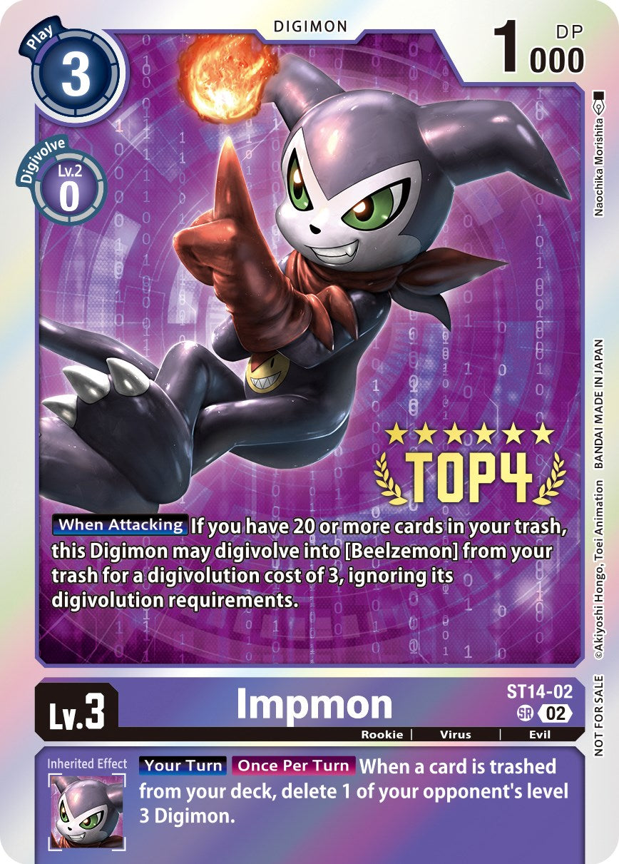 Impmon [ST14-02] (Digimon 3-On-3 November 2023 Top 4) [Starter Deck: Beelzemon Advanced Deck Set] | The Time Vault CA