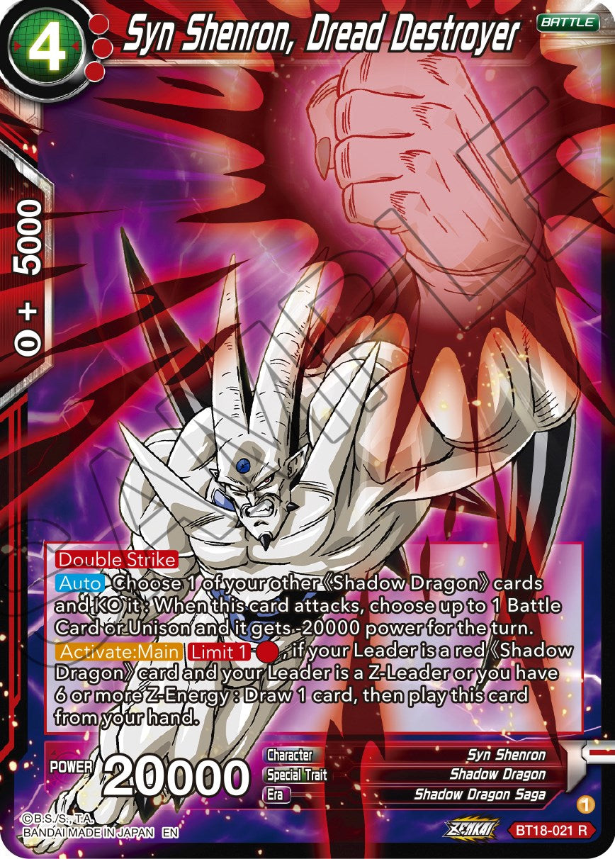 Syn Shenron, Dread Destroyer (BT18-021) [Dawn of the Z-Legends] | The Time Vault CA