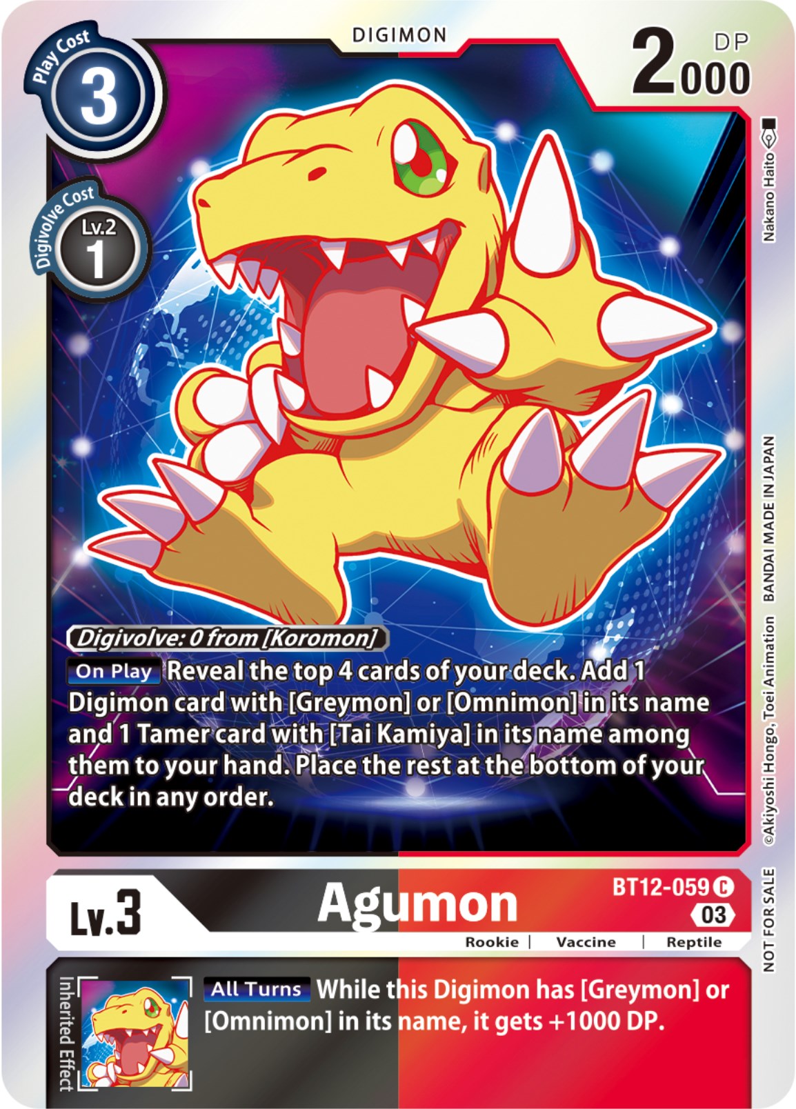 Agumon [BT12-059] (Official Tournament Pack Vol.11) [Across Time] | The Time Vault CA