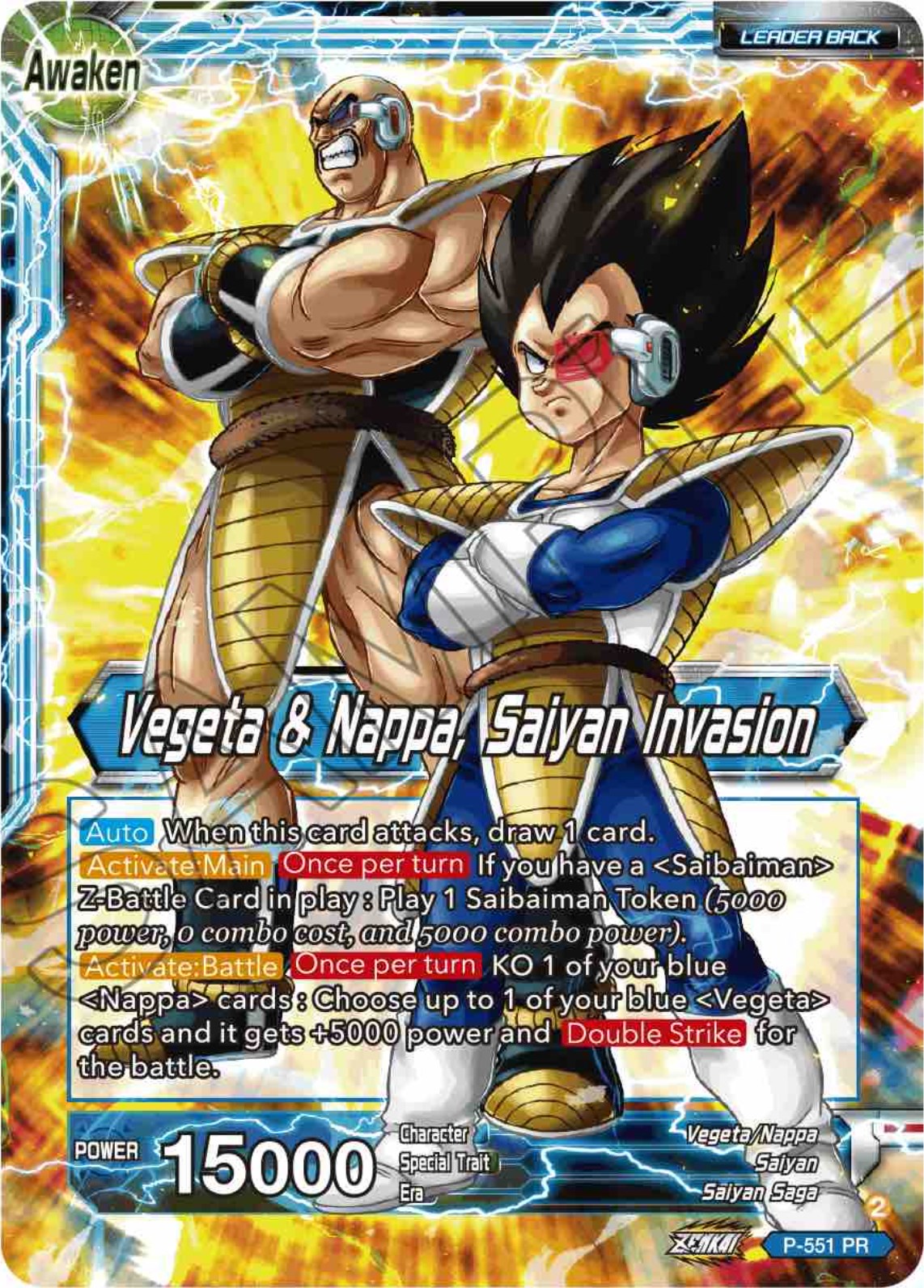 Nappa // Vegeta & Nappa, Saiyan Invasion (P-551) [Promotion Cards] | The Time Vault CA