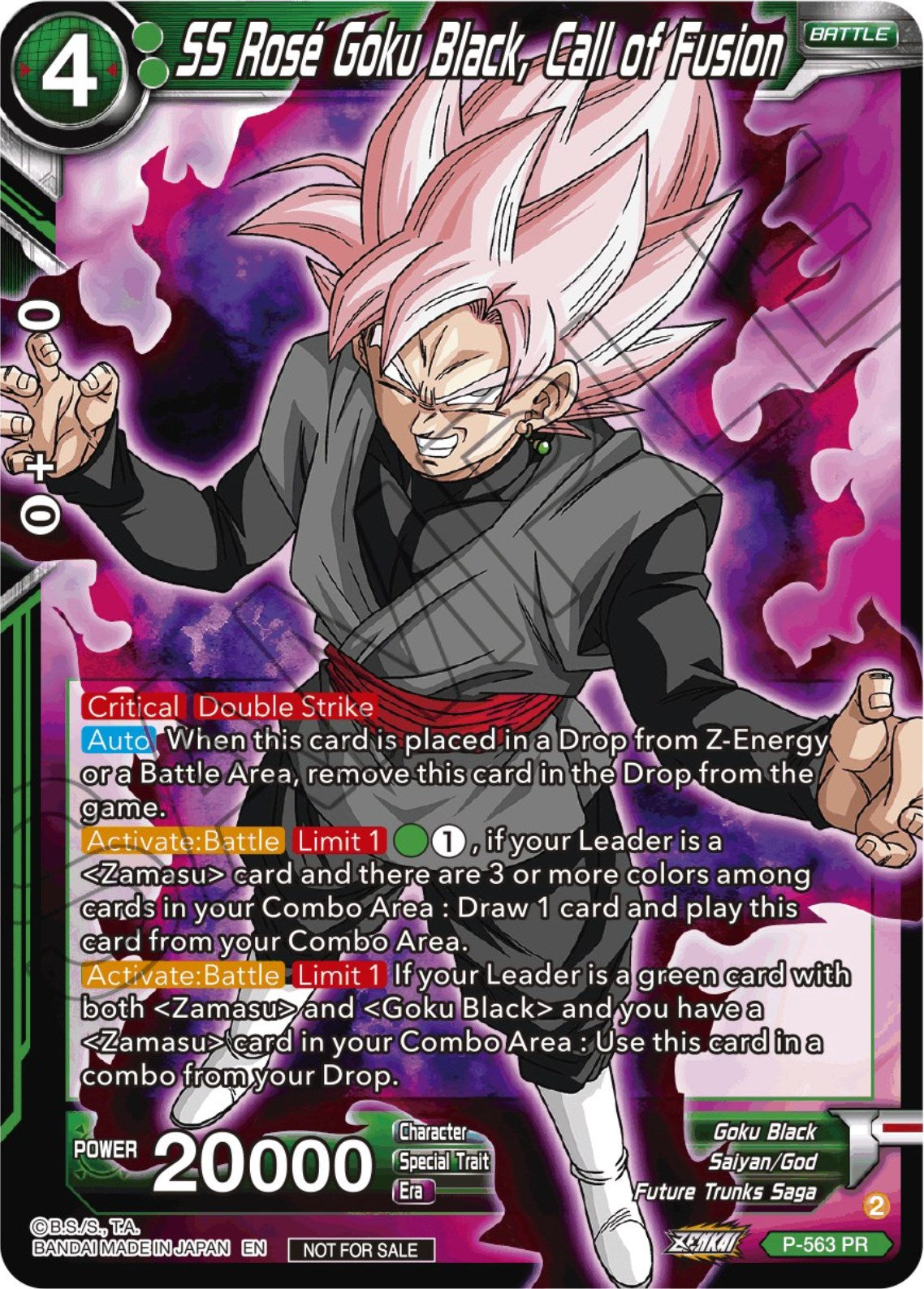 SS Rose Goku Black, Call of Fusion (Zenkai Series Tournament Pack Vol.6) (P-563) [Tournament Promotion Cards] | The Time Vault CA