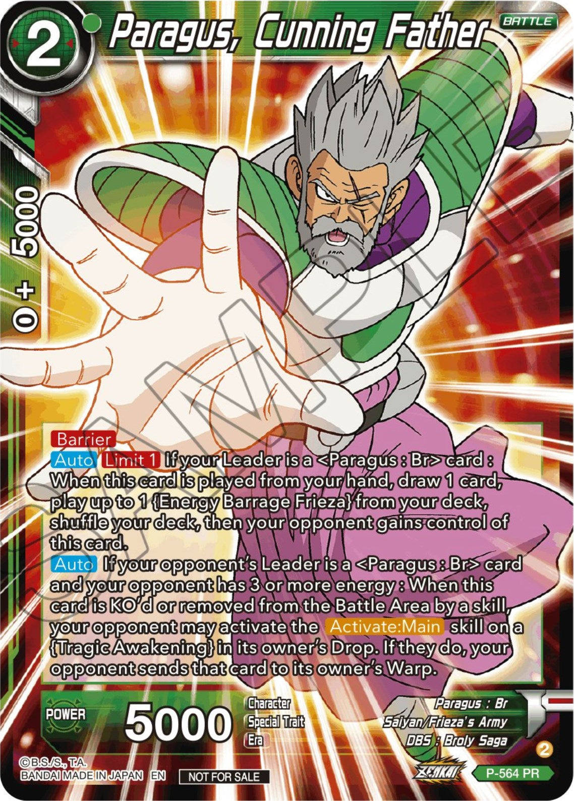 Paragus, Cunning Father (Zenkai Series Tournament Pack Vol.6) (P-564) [Tournament Promotion Cards] | The Time Vault CA