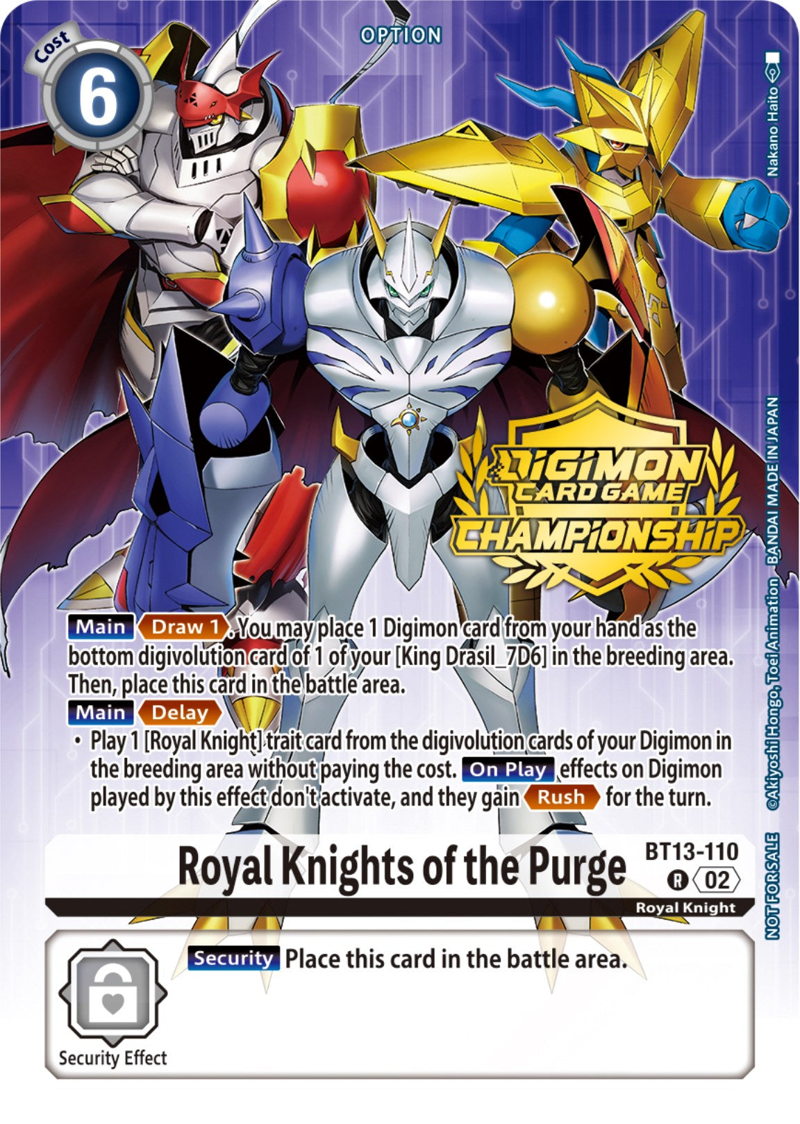 Royal Knights of the Purge [BT13-110] (Championship 2023 Tamers Pack) [Versus Royal Knights Promos] | The Time Vault CA