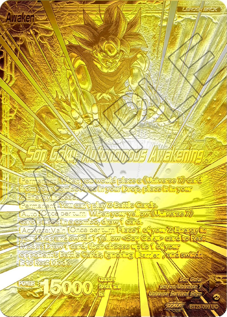 SSB Son Goku // Son Goku, Autonomous Awakening (2023 Championship Finals) (Gold Metal Foil) (BT23-099) [Tournament Promotion Cards] | The Time Vault CA