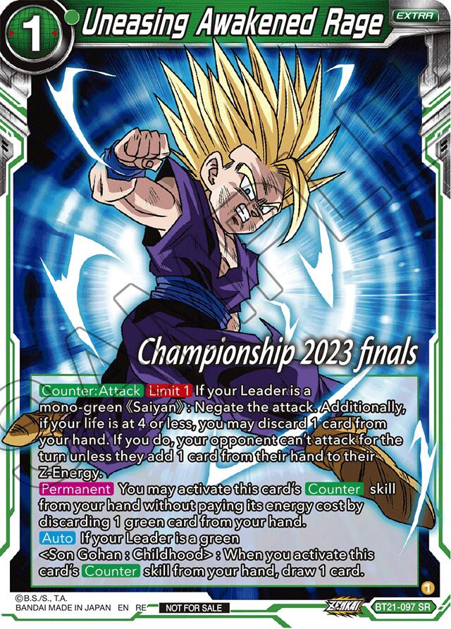 Uneasing Awakened Rage (2023 Championship Finals Celebration Pack) (BT21-097) [Tournament Promotion Cards] | The Time Vault CA