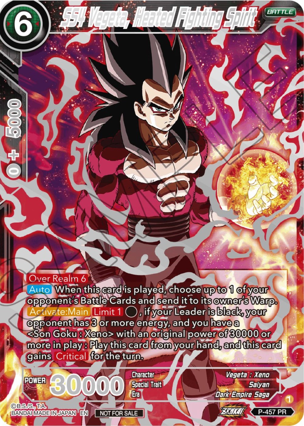 SS4 Vegeta, Heated Fighting Spirit (Championship 2023 Reward Alternate Art Card Set) (Holo) (P-457) [Tournament Promotion Cards] | The Time Vault CA