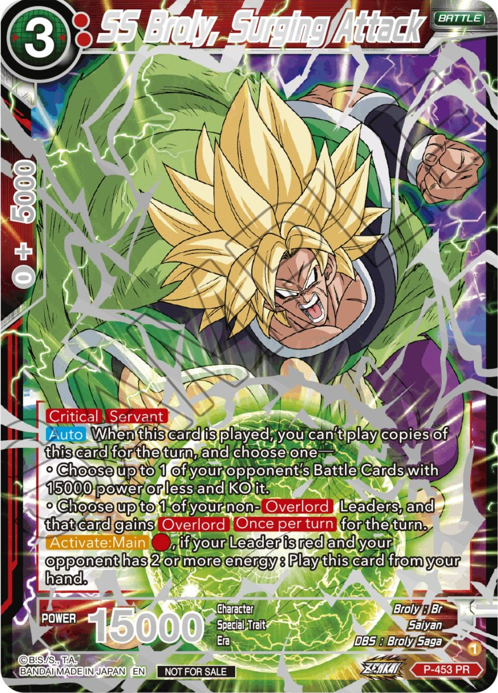 SS Broly, Surging Attack (Championship 2023 Reward Alternate Art Card Set) (Holo) (P-453) [Tournament Promotion Cards] | The Time Vault CA