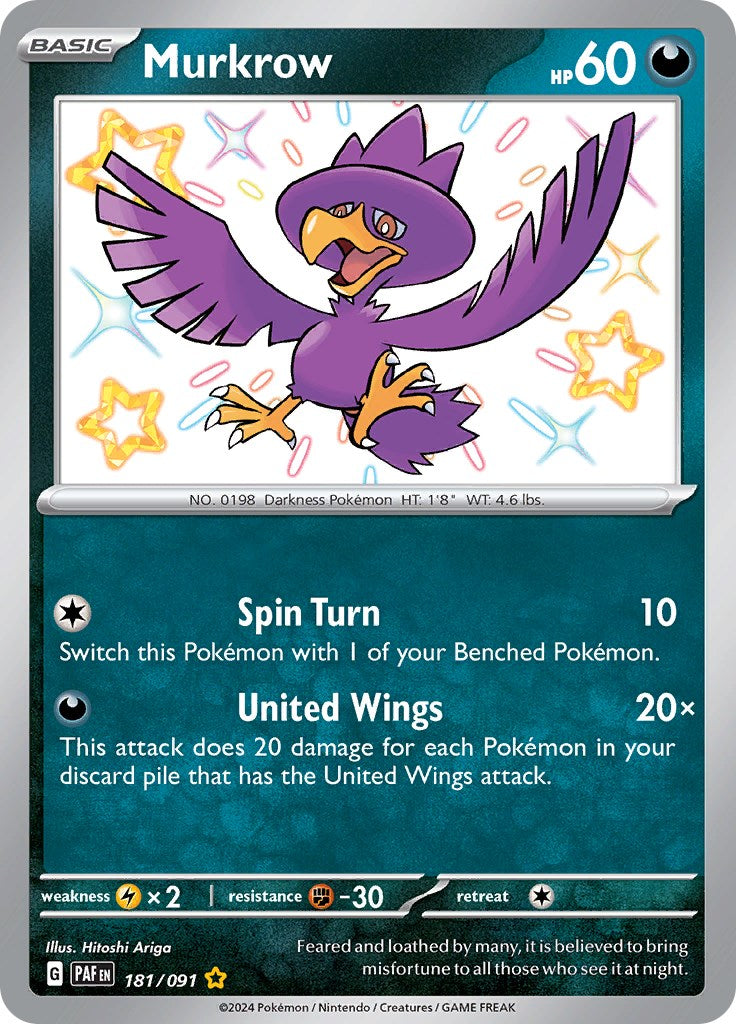 Murkrow (181/091) [Scarlet & Violet: Paldean Fates] | The Time Vault CA