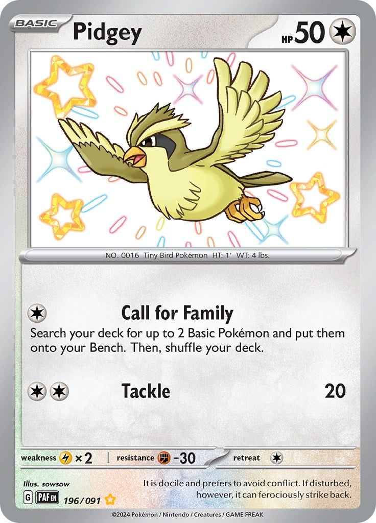 Pidgey (196/091) [Scarlet & Violet: Paldean Fates] | The Time Vault CA