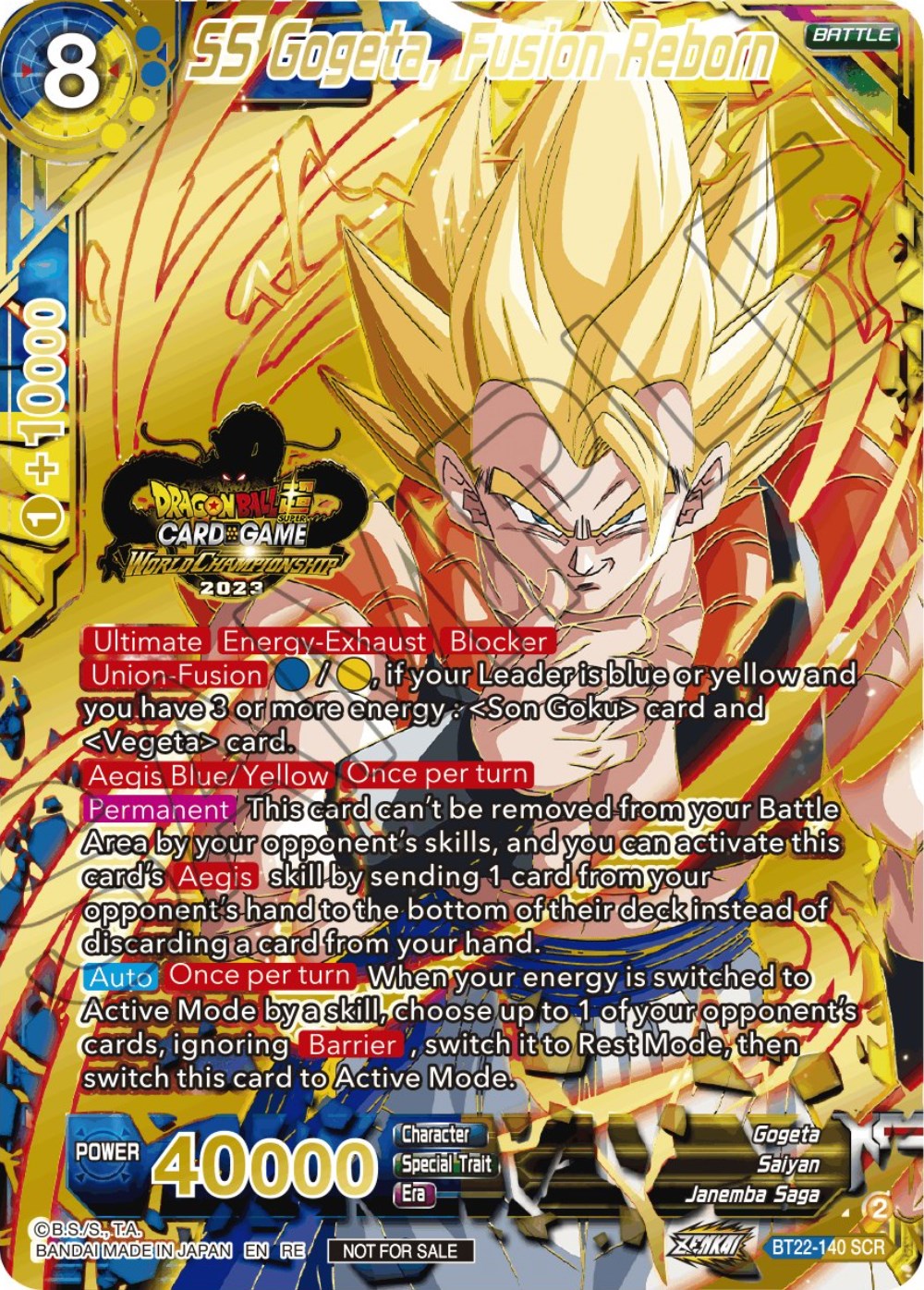 SS Gogeta, Fusion Reborn (2023 World Championship Stamp) (BT22-140) [Tournament Promotion Cards] | The Time Vault CA