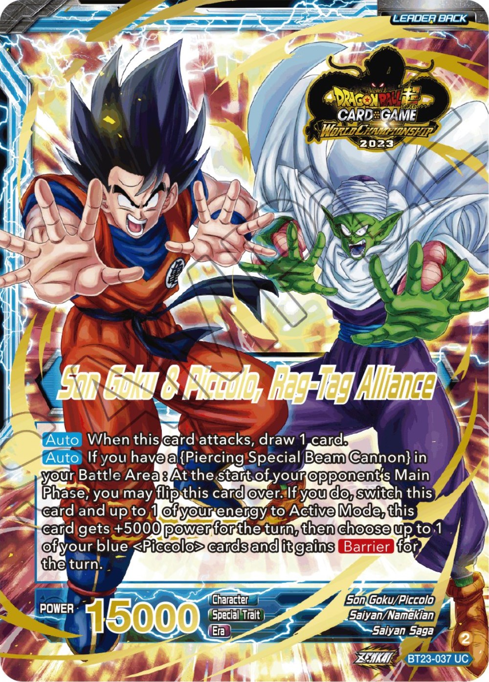 Son Goku // Son Goku & Piccolo, Rag-Tag Alliance (2023 Worlds ZENKAI 06 Leader Set) (BT23-037) [Tournament Promotion Cards] | The Time Vault CA