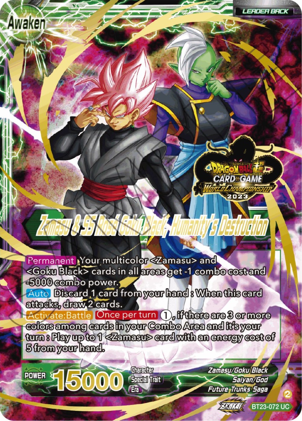 Zamasu & Goku Black // Zamasu & SS Rose Goku Black, Humanity's Destruction (2023 Worlds ZENKAI 06 Leader Set) (BT23-072) [Tournament Promotion Cards] | The Time Vault CA