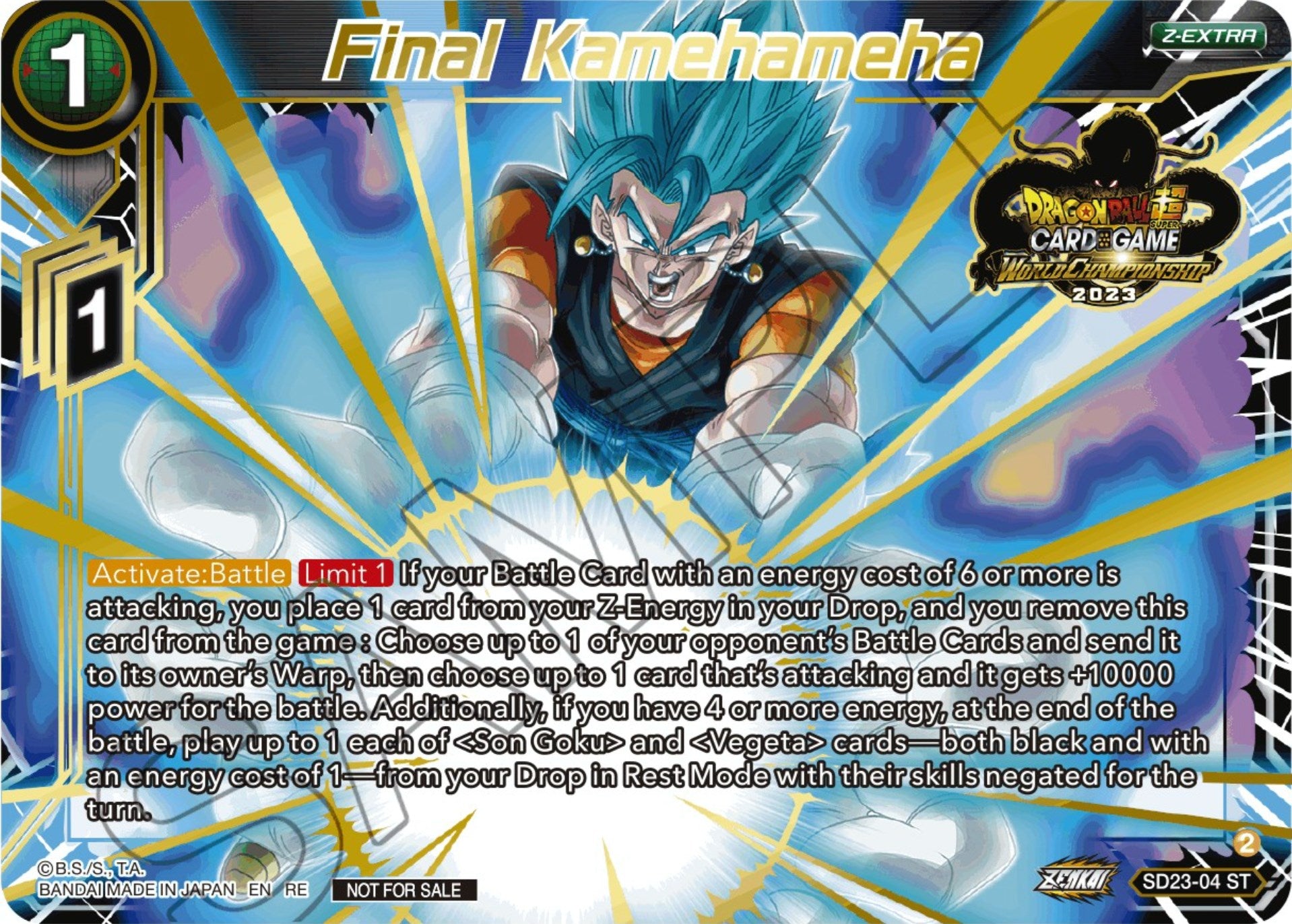 Final Kamehameha (2023 World Championship Z-Extra Card Set) (SD23-04) [Tournament Promotion Cards] | The Time Vault CA