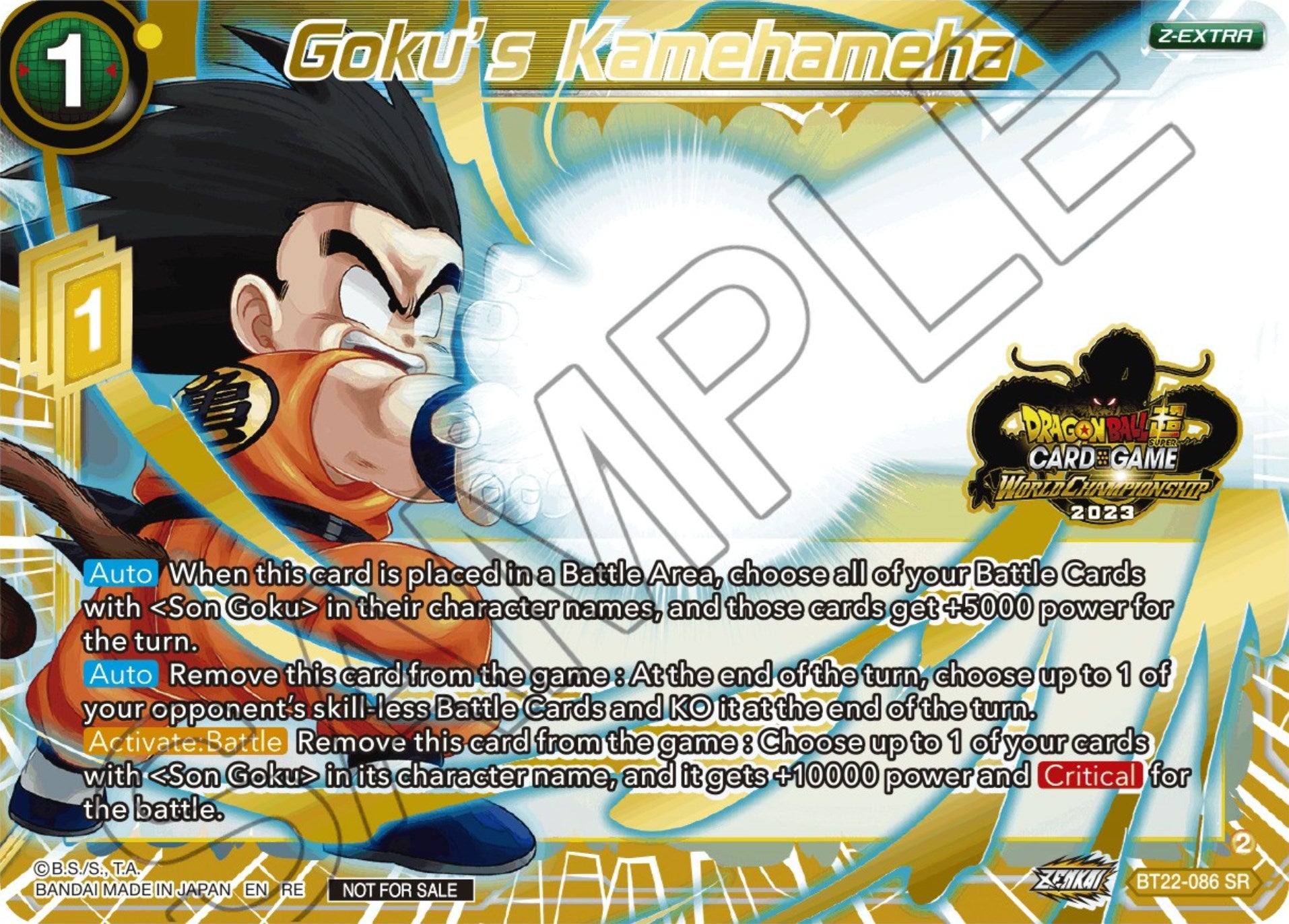 Goku's Kamehameha (2023 World Championship Z-Extra Card Set) (BT22-086) [Tournament Promotion Cards] | The Time Vault CA