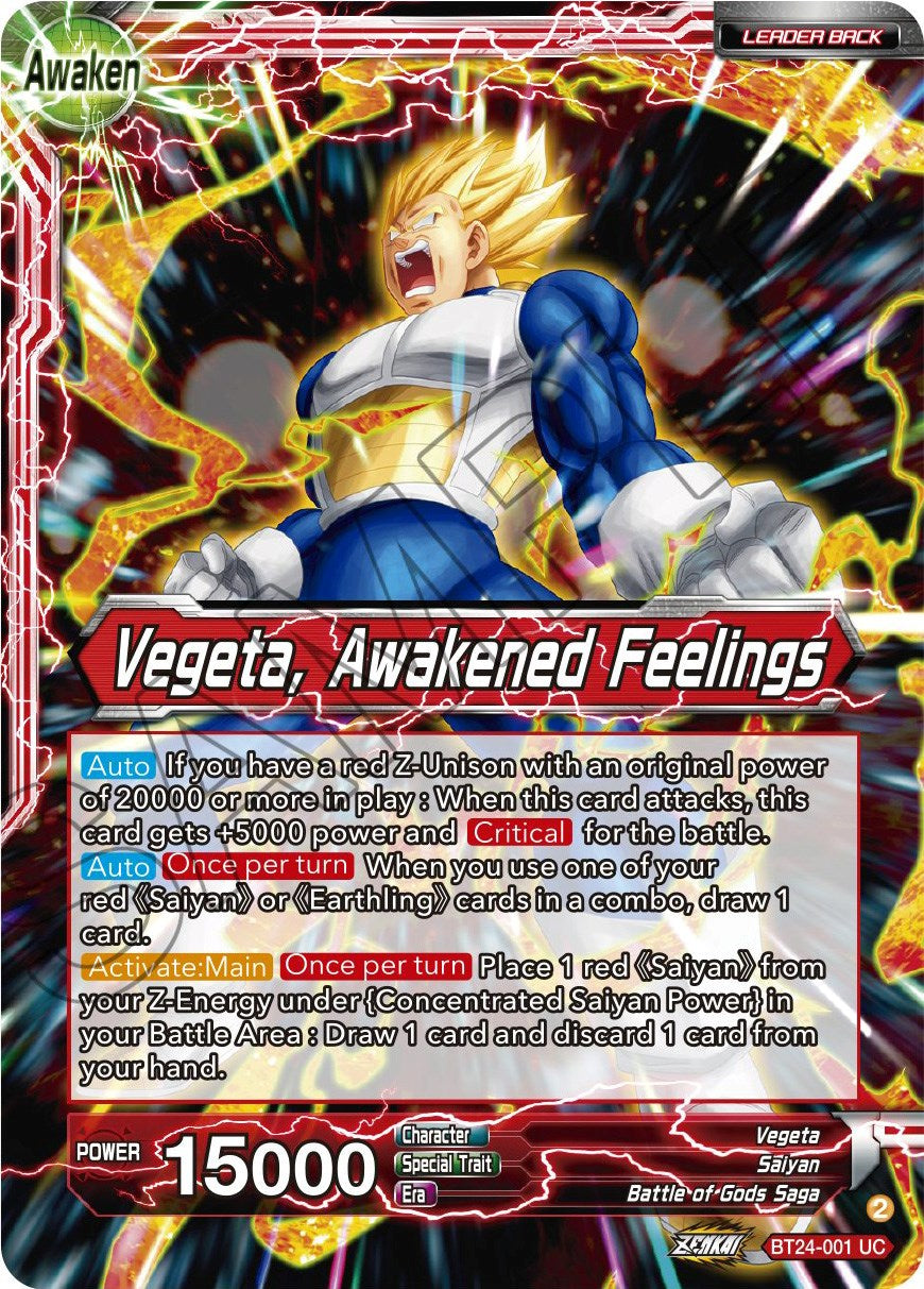 Vegeta // Vegeta, Awakened Feelings (BT24-001) [Beyond Generations] | The Time Vault CA