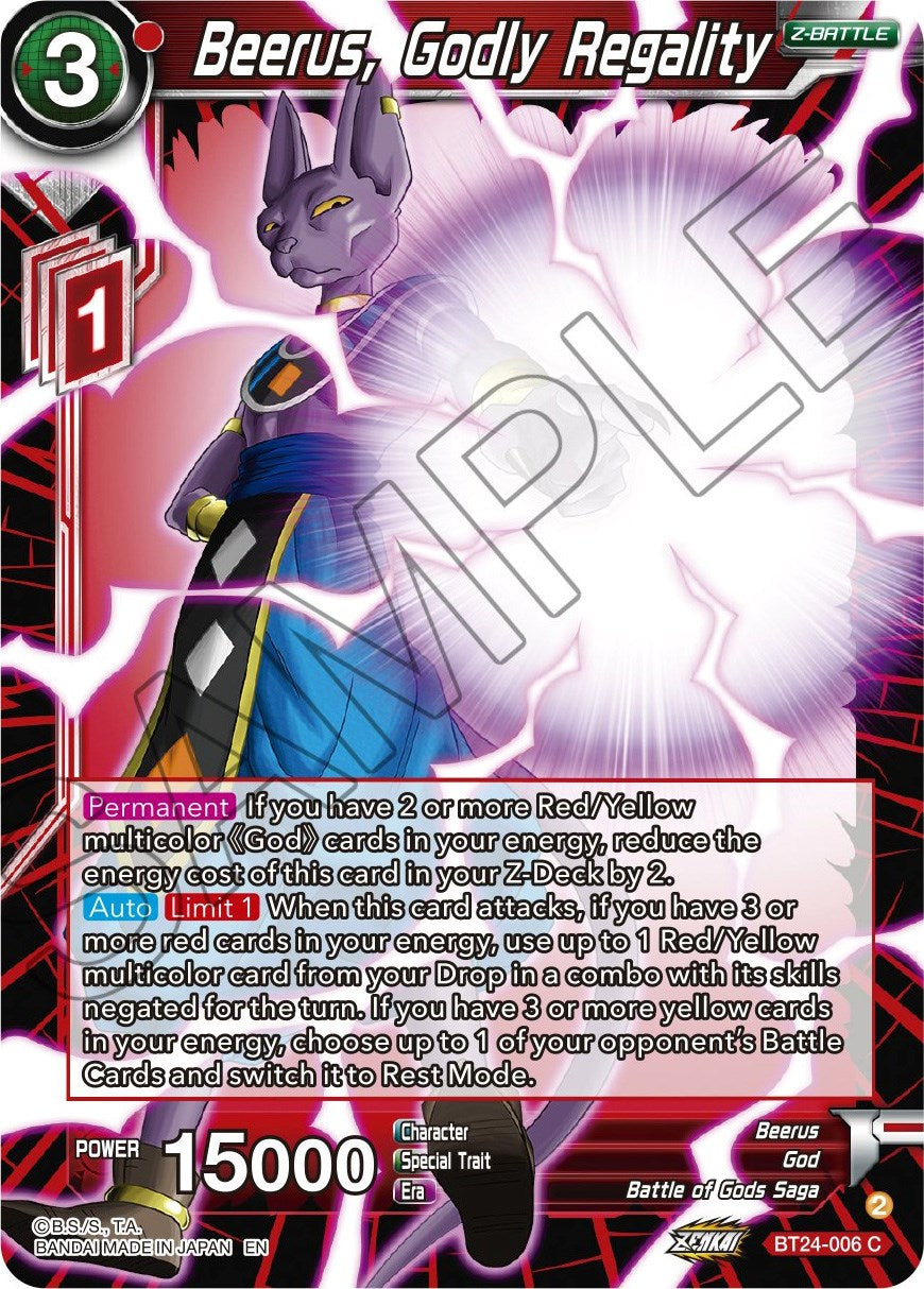 Beerus, Godly Regality (BT24-006) [Beyond Generations] | The Time Vault CA